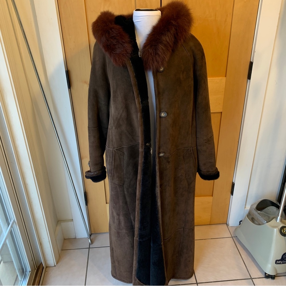 Vintage Shearling Searle Maxi Coat Brown Large